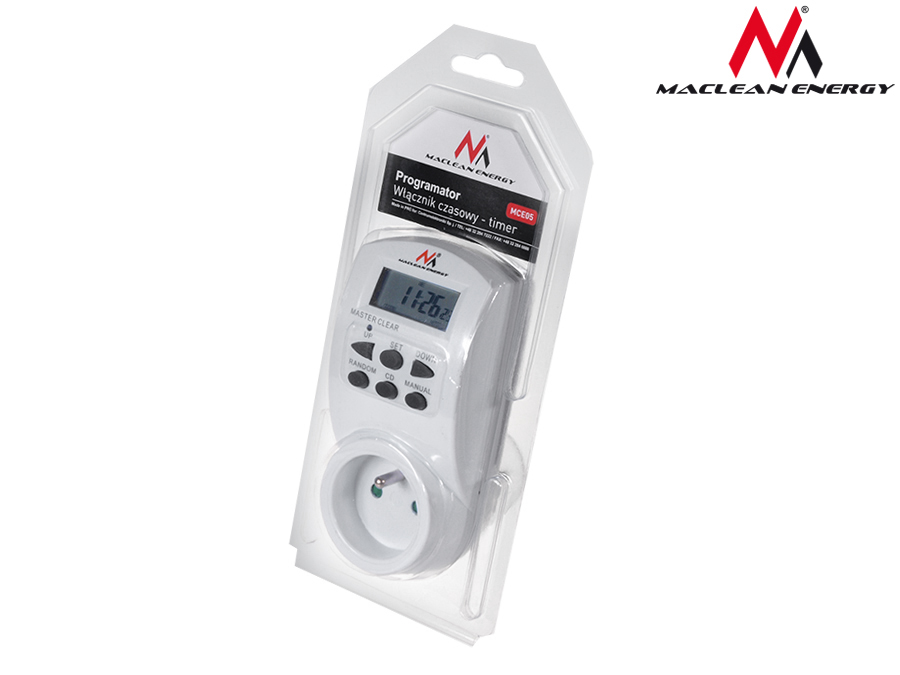 PROGRAMATOR CZASOWY WŁĄCZNIK WYŁĄCZNIK TIMER LCD CYFROWY MACLEAN MCE05 EAN (GTIN) 5903292800097