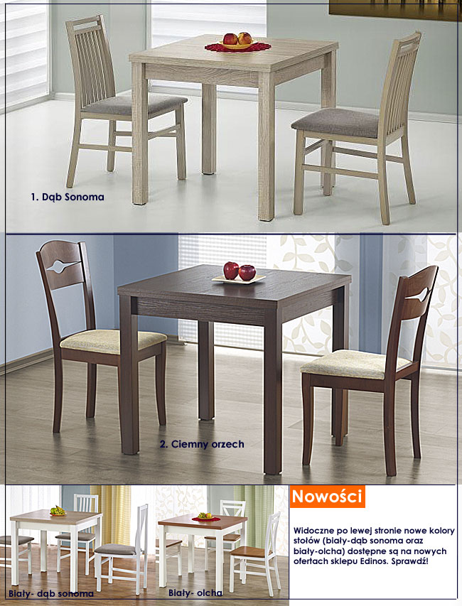 STÓŁ KWADRATOWY 80x80 ROZKŁADANY BIAŁY DAB SONOMA Marka Elior