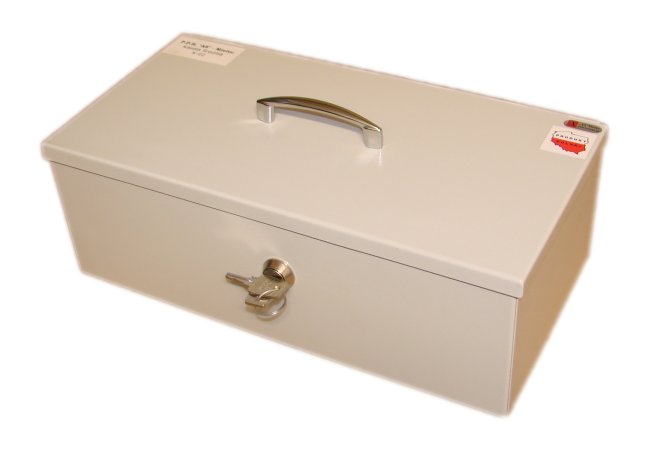 Kaseta Kasetka stalowa zamykana klucz K-02 handlowa targowa na pieniądze