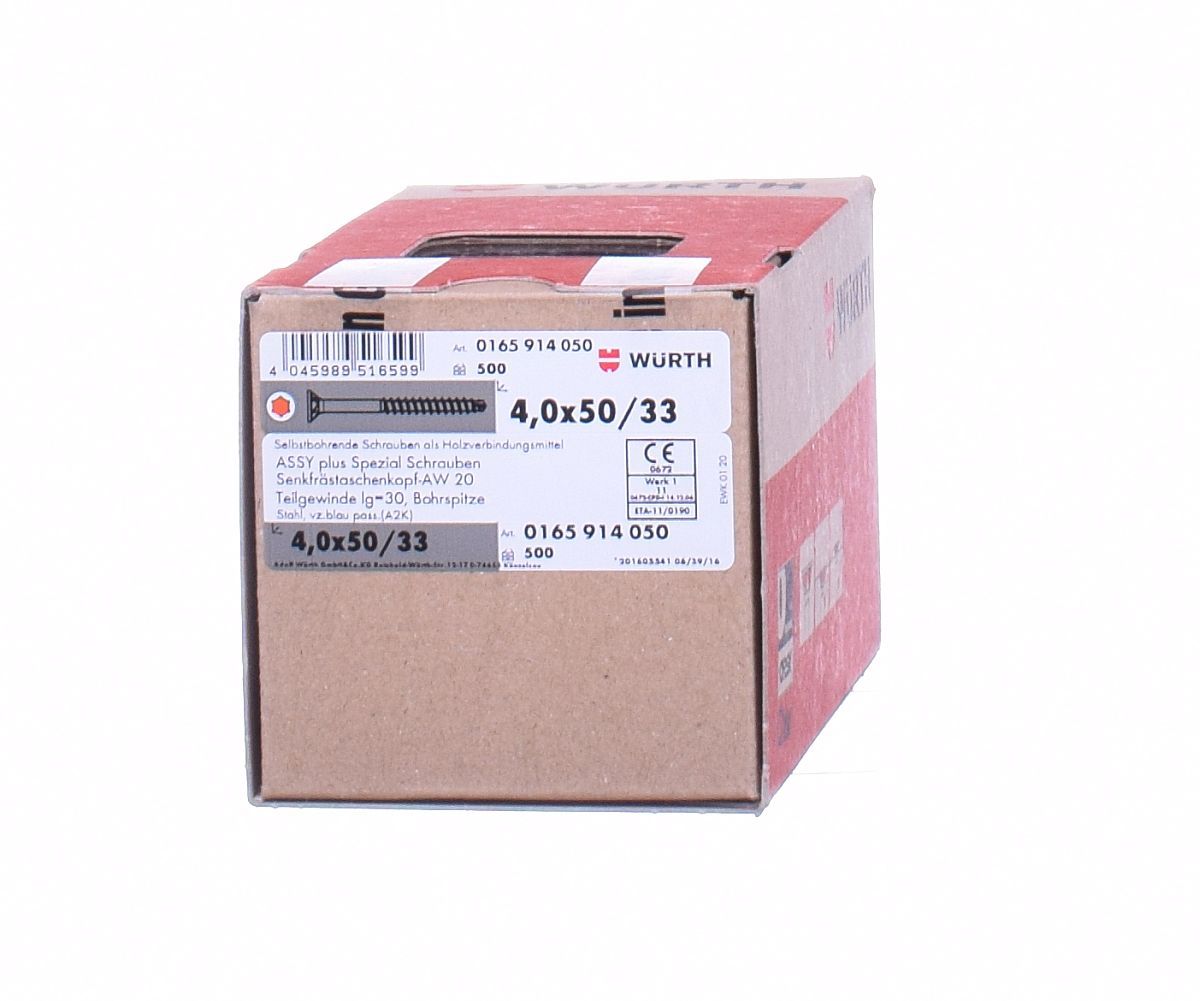 Wkręty Wurth Assy Plus 4x50 Konfirmaty 500 szt