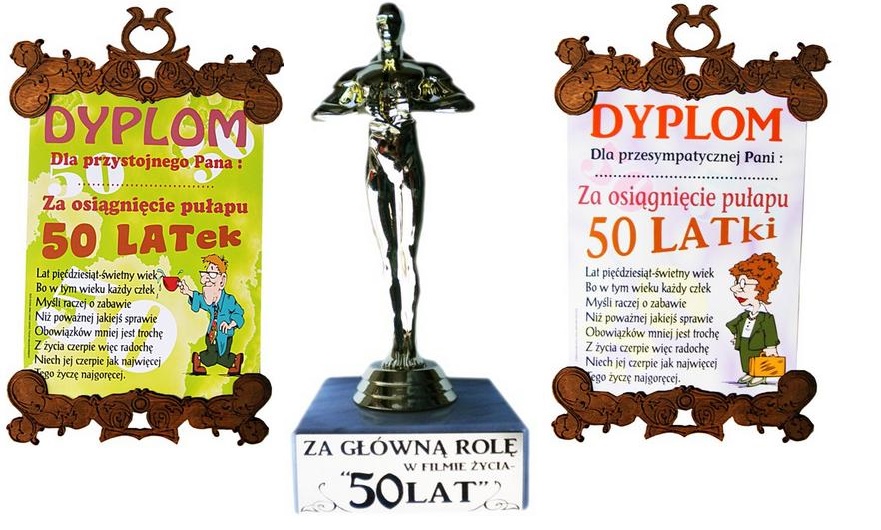 

Statuetka Urodzinowa Dla 50 Latka Latki Dyplom 50