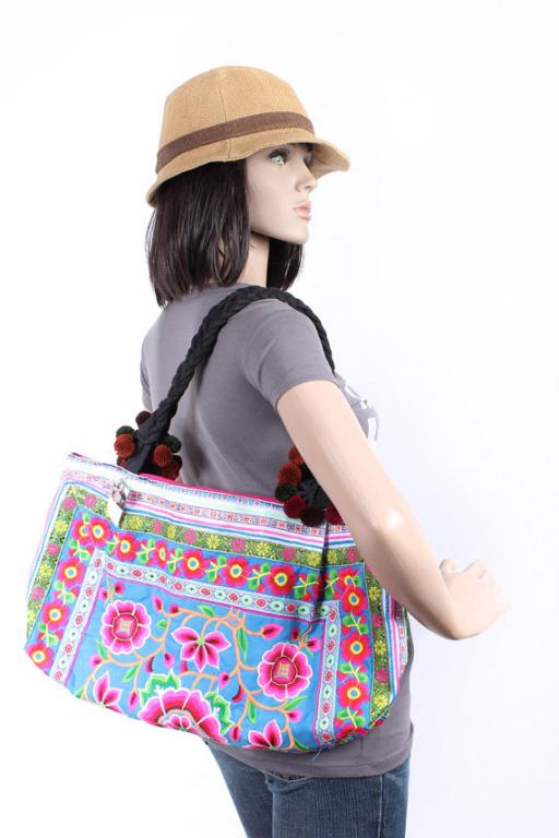 

Torba Torebka Etniczna Hmong Boho turkus kwiaty