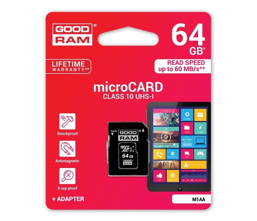 

Karta Pamięci Goodram Micro Sdxc +sd CL10 Uhs 64GB