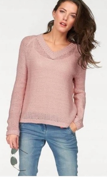 ANISTON MODNY DAMSKI SWETER PUDROWY RÓŻ r. 44 24H Rozmiar 44