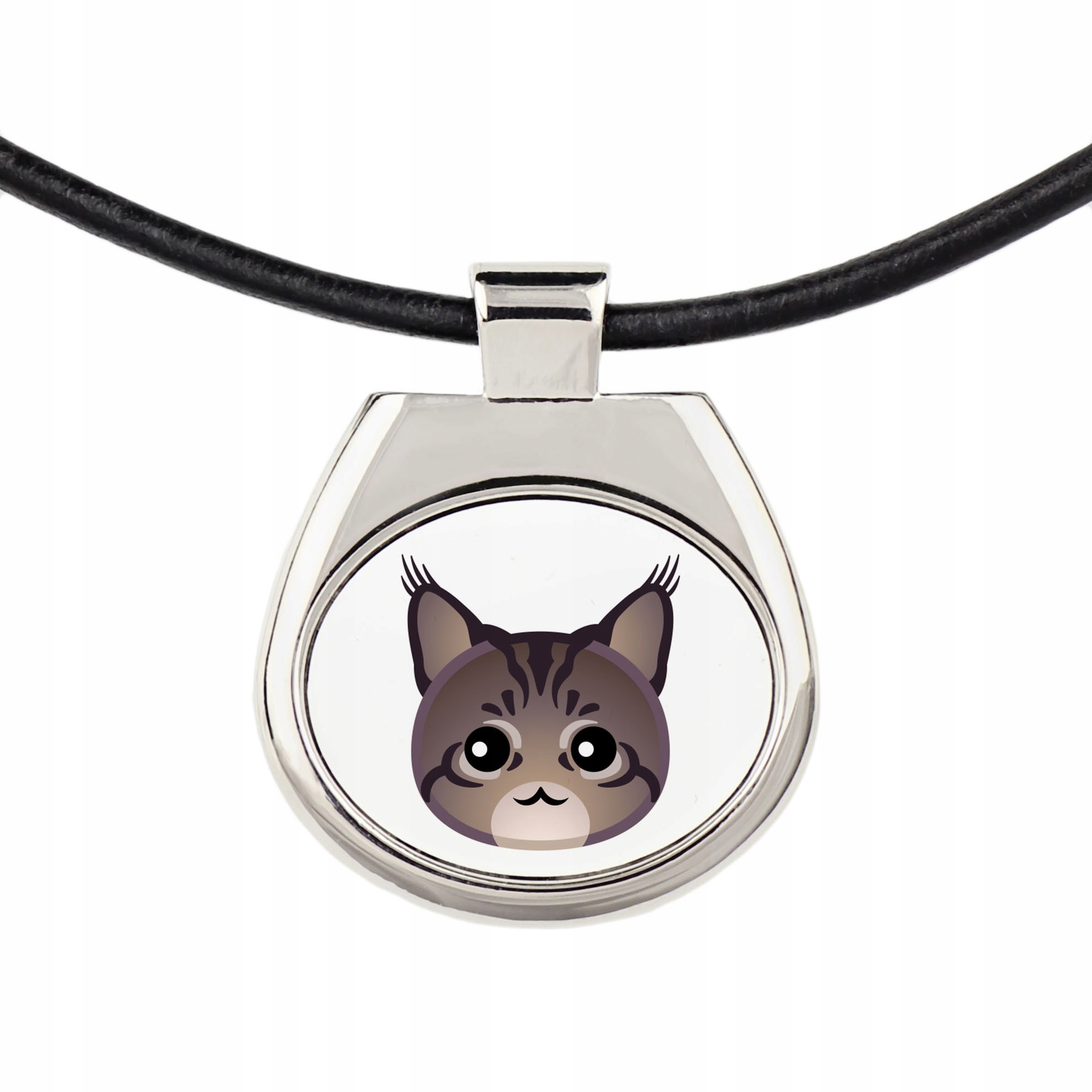 

Kot Maine Coon Naszyjnik Zawieszka grafika Rzemień