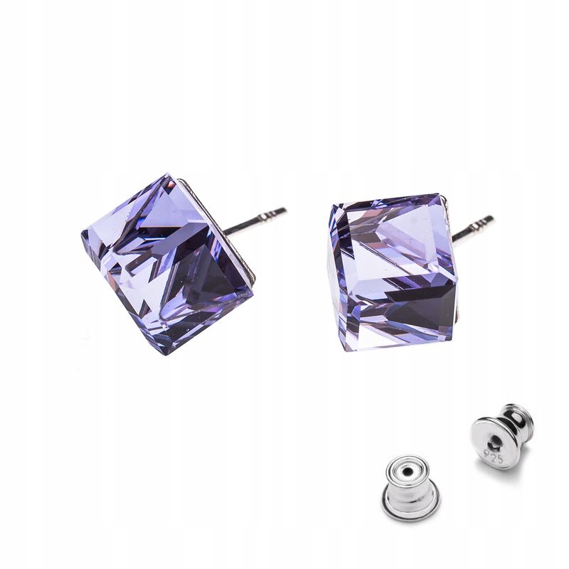

Srebrne 925 kolczyki z kr. Swarovski Cube 8mm Vio