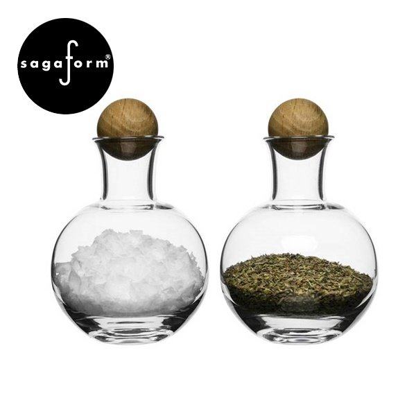 Oval Oak nádoba na sůl a pepř ve skleněné kouli