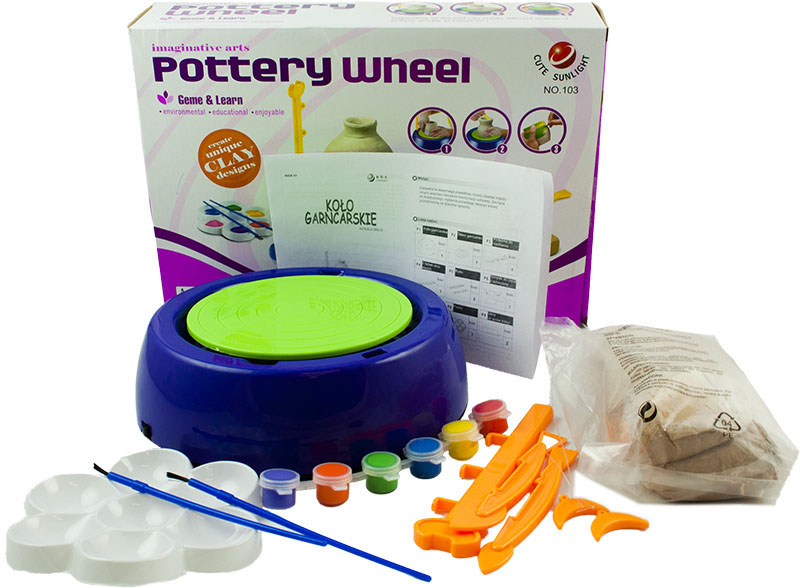 KOŁO GARNCARSKIE DLA DZIECI AKCESORIA GLINA FARBY Bohater brak