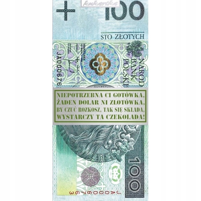 

Czekolada 100 Zł śmieszny 18 30 40 50