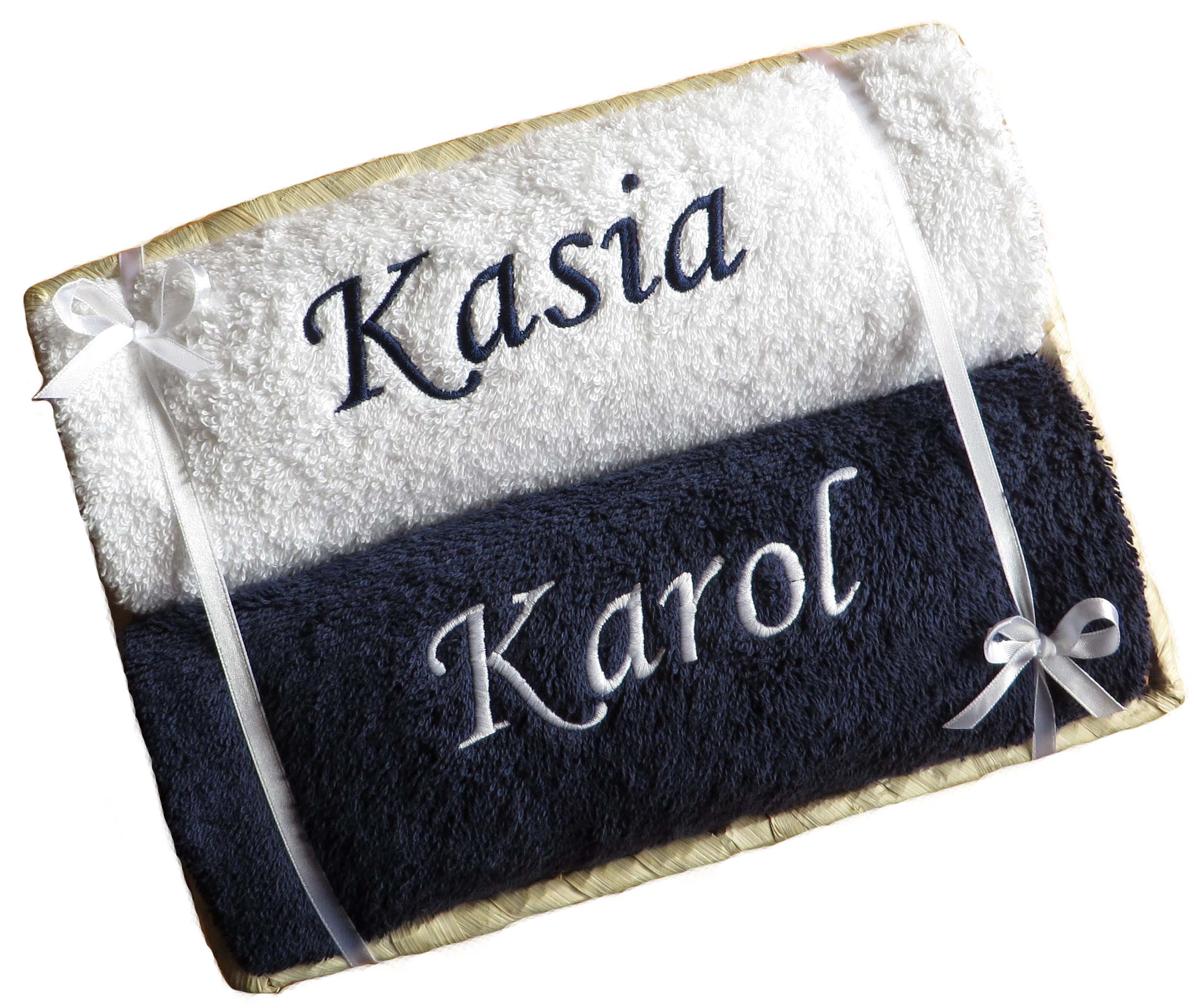 Ručníky s výšivkou Jméno nápis v Koši Praktický Dárek svatba výročí