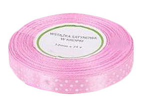

Groszki wstążka satynowa kropki Różowa 12mm 22m