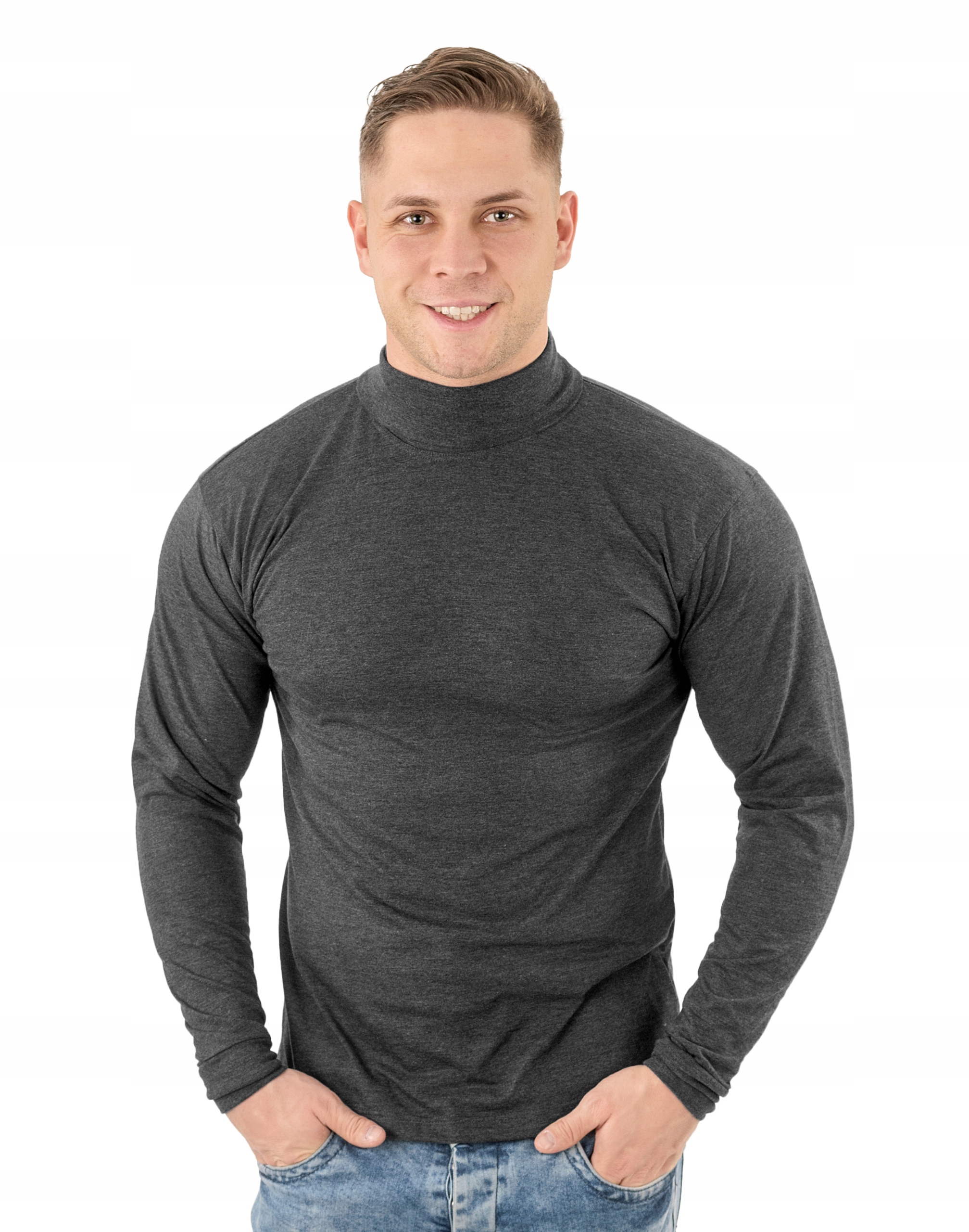 

Elegancki Sweter Golf Męski Golfy Wxm 5XL antracyt