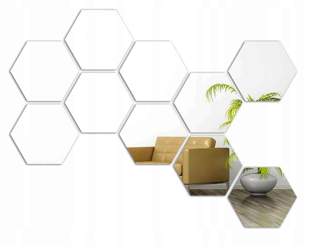 

Lustro Hexagon dekoracyjne Nowoczesne 10 szt. 3 mm
