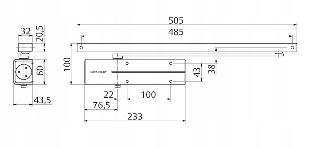 Samozamykacz szynowy do drzwi max 950 mm brązowy Marka Assa Abloy