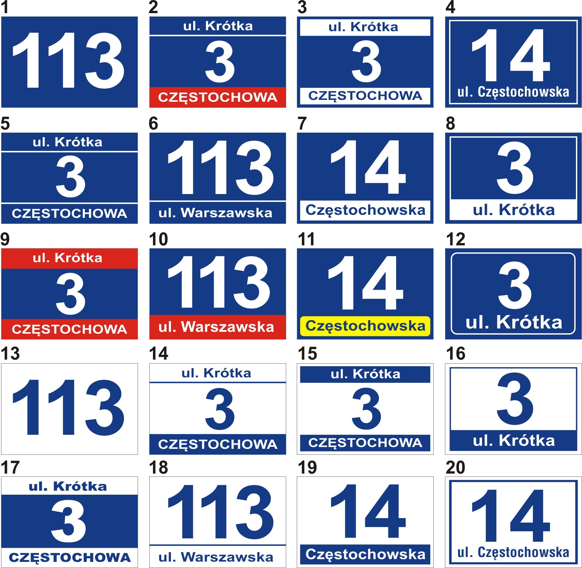 TABLICZKA ADRESOWA numer budynku 15x21cm PCV Marka 2DM REKLAMA