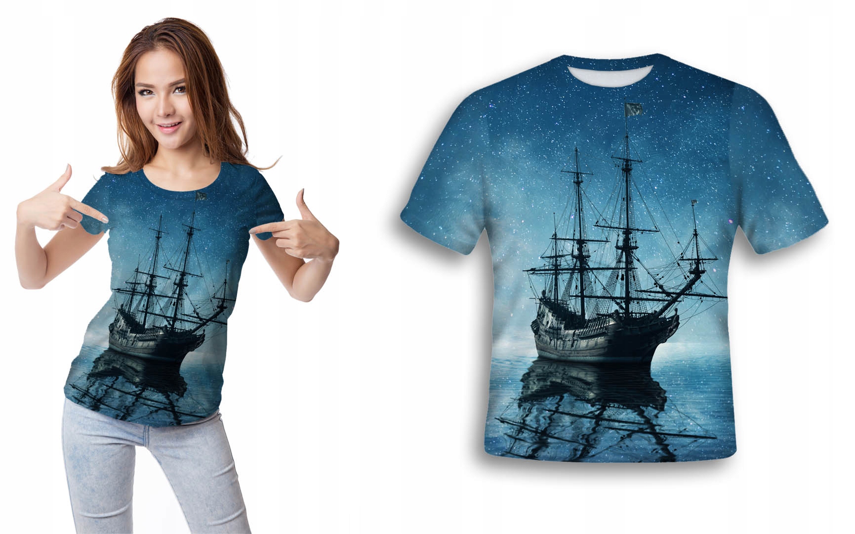 

Koszulka Fullprint T-shirt Żaglowiec S Trwała Miła