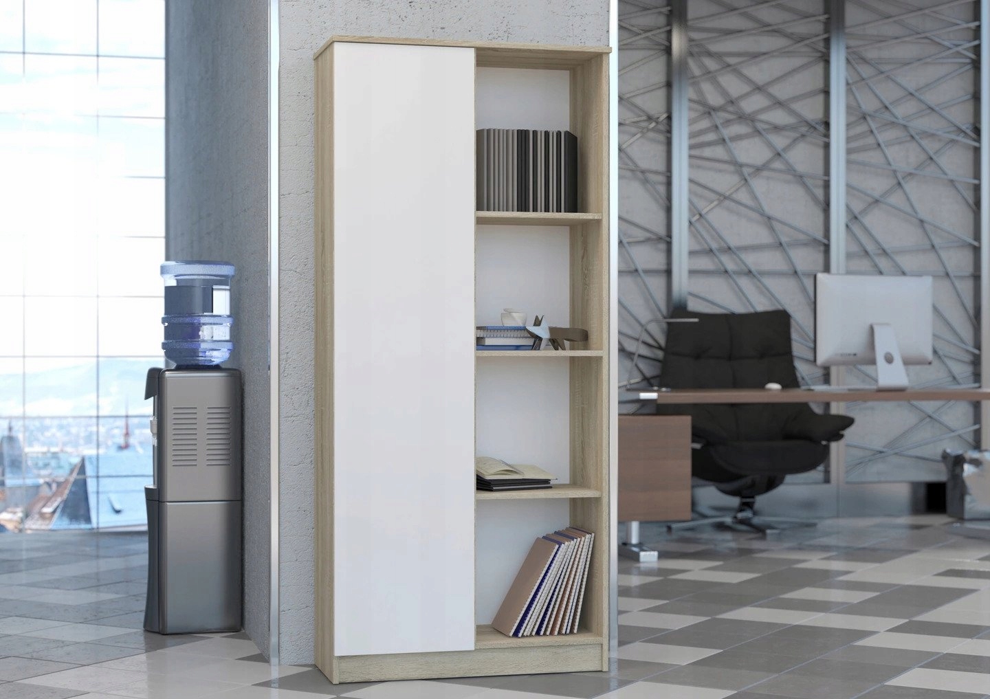 REGAŁ KSIĄŻKI BIUROWY 1 DRZWI 3 PÓŁKI SON MIX B-5