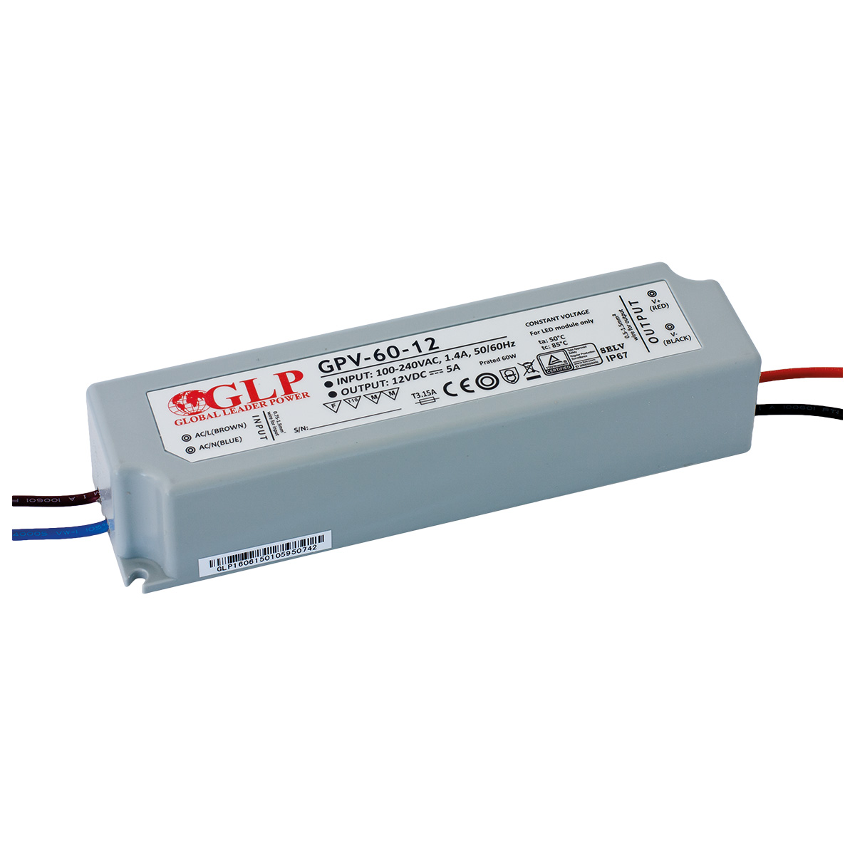 

Zasilacz 12V 60W 5A IP67 Wodoodporny Do Led Gpv