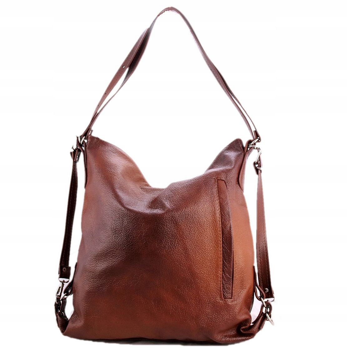 TOREBKA SKÓRZANA WOREK PLECAK 2W1 BRĄZ SKÓRA NATUR Płeć kobieta