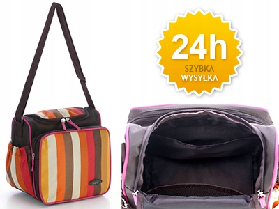 EKSKLUZYWNA WIELOFUNKCYJNA TORBA W KOLOROWE PASKI Wysokość 28 cm
