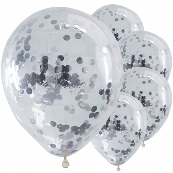 

Balony ze srebrnym Konfetti Clear foliowe kółka 5
