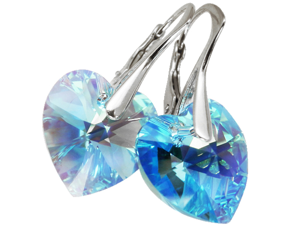 

Kolczyki Swarovski Serce Heart 14mm Aquamarine Ab