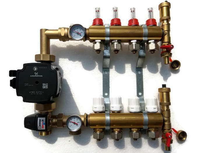 Rozdělovač 4 okruhů s čerpací skupinou pro podlahovku!!