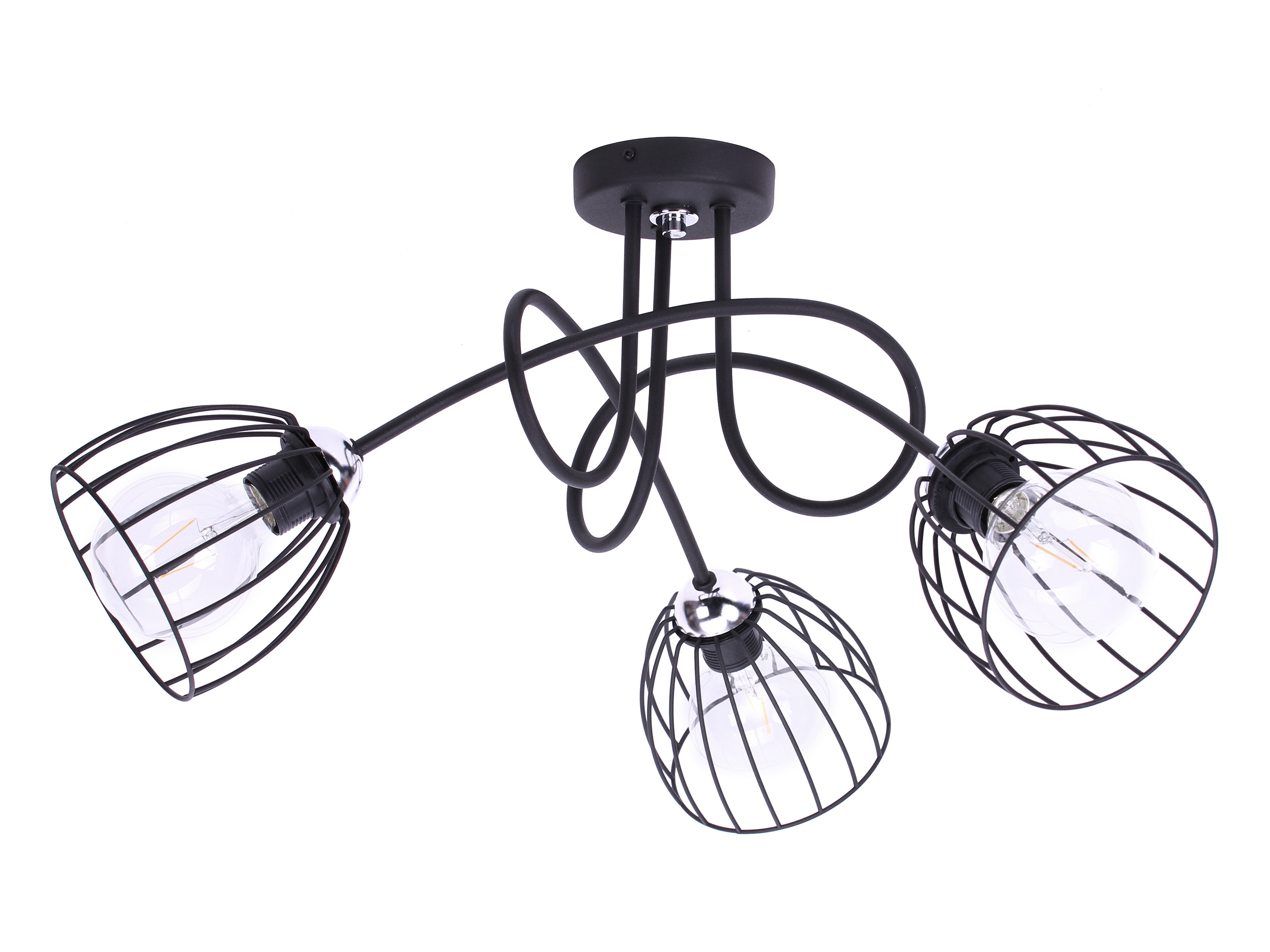 Závěsné Stropní Svítidlo Trojitá Loftová Lampa Z Drátu Chrom Led E27