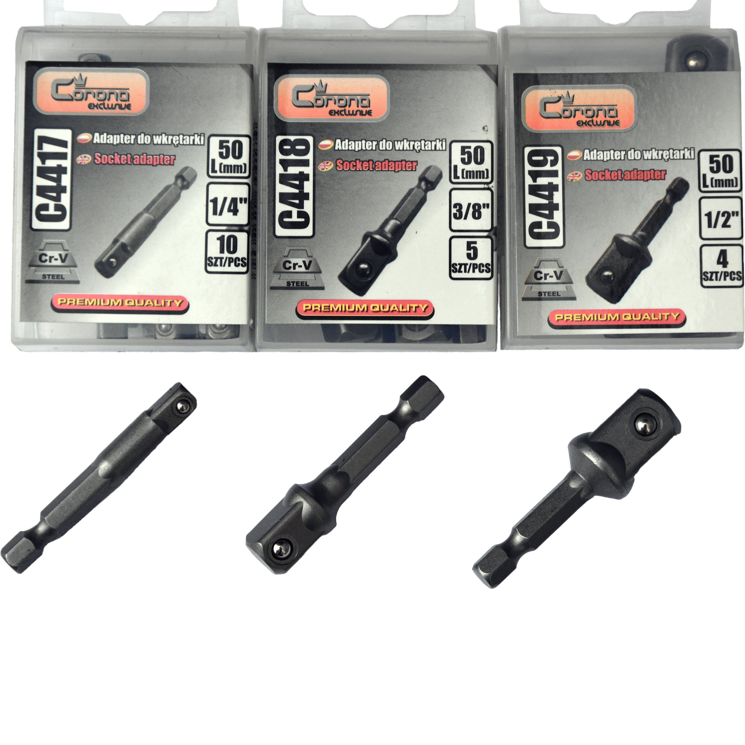 REDUKCJE ADAPTERY NASADEK DO WKRĘTARKI 3/8'' L50mm Typ grotu SPLINE