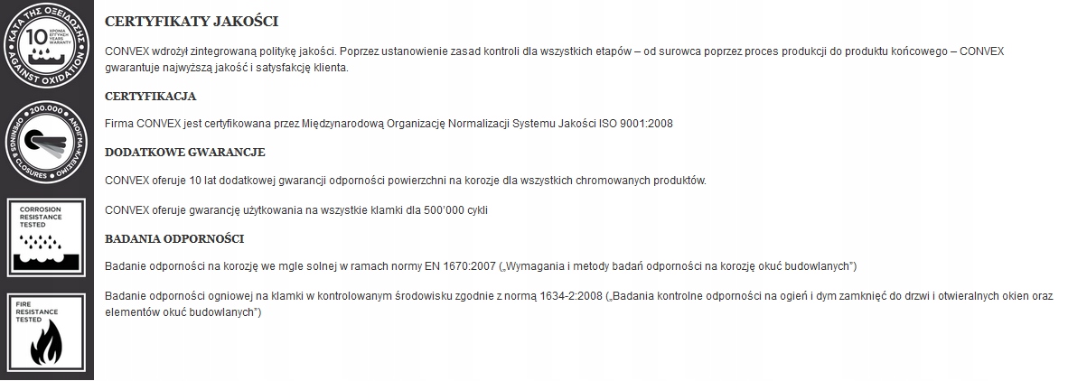 Klamka 1125 rozeta kwadratowa chrom Convex Rodzaj szyldu Krótki szyld Szyld kwadratowy