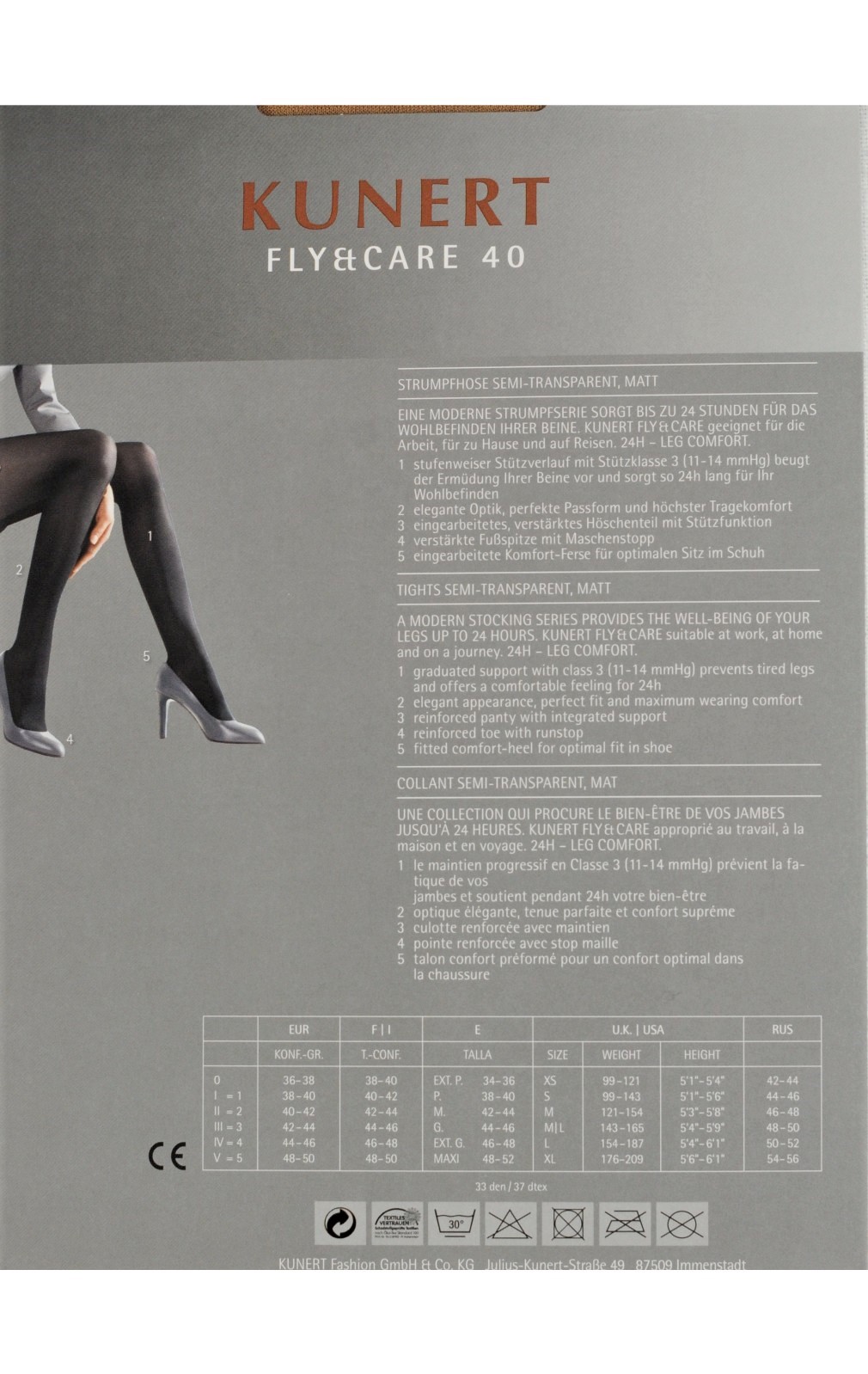RAJSTOPY KUNERT 30 FLY&CARE 8-11 mm Hg 48-50 Marka Kunert
