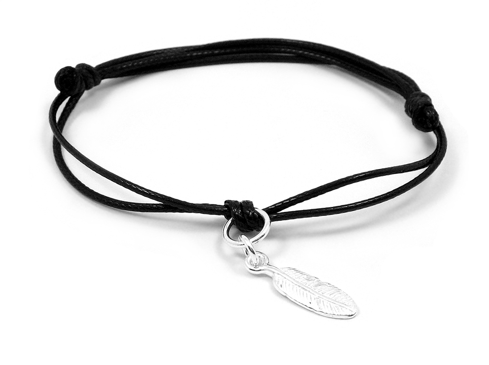 

Bransoletka sznurkowa Piórko srebro 925 charms B14