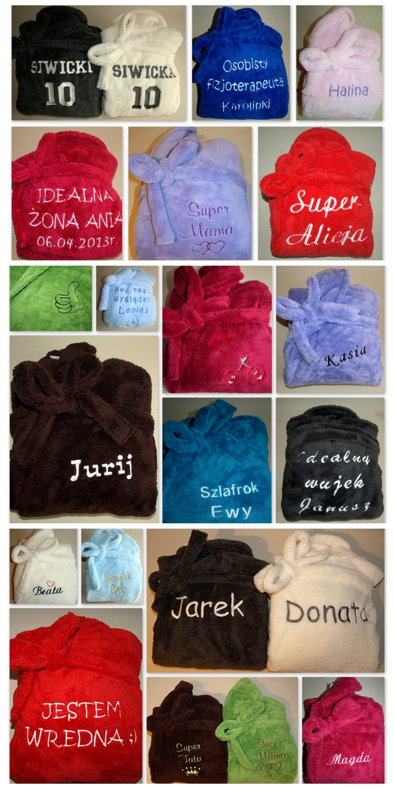 SZLAFROK Damski Męski +Twój HAFT prezent rozmiar S Rozmiar S