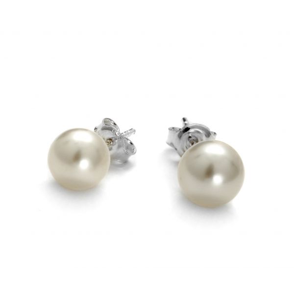 

Swarovski Perły kolczyki Białe 6mm pół kulki 925