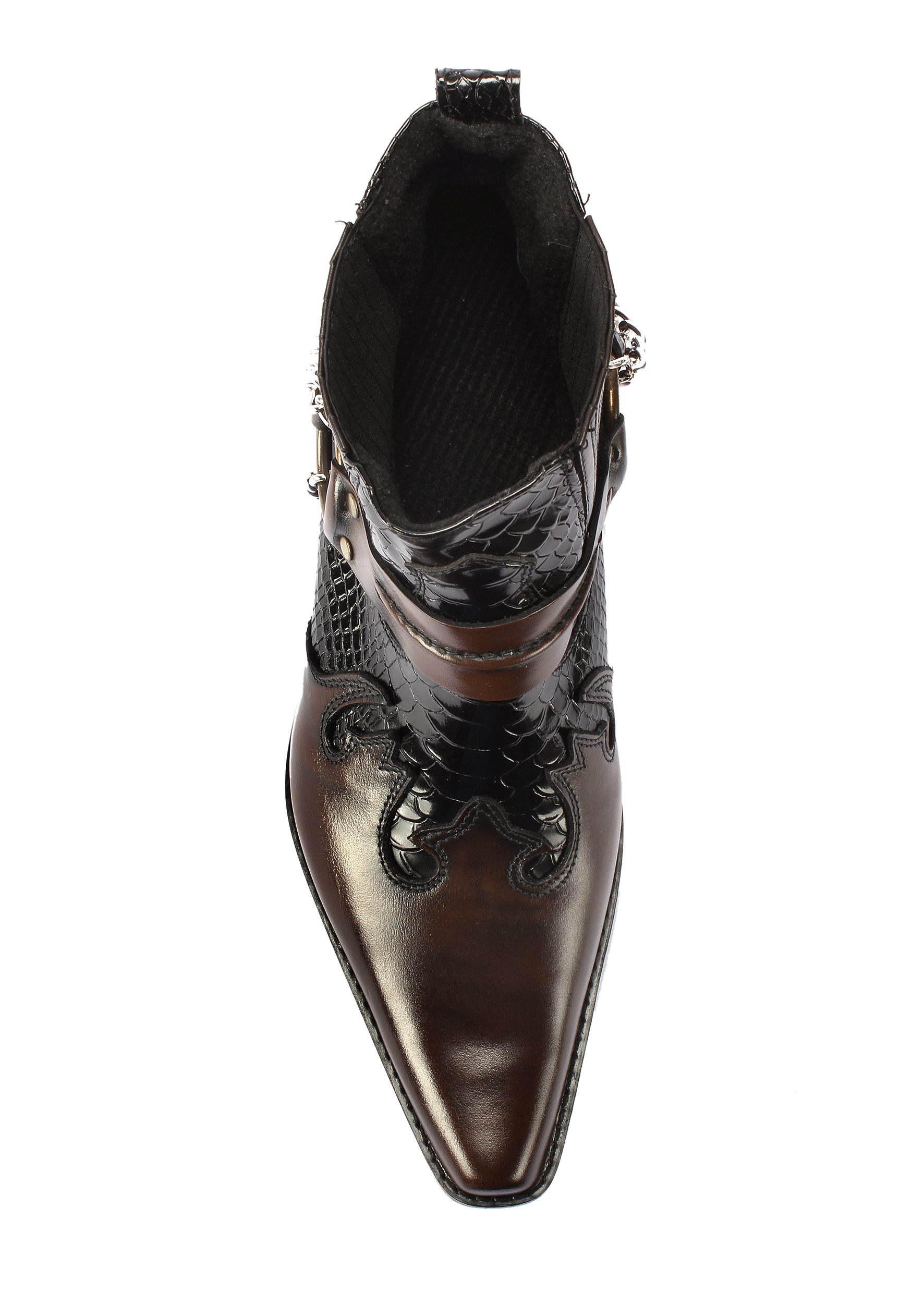 SUPER Kowbojki z łańcuchem model 630 skóra NOWOŚĆ Długość wkładki 26 cm