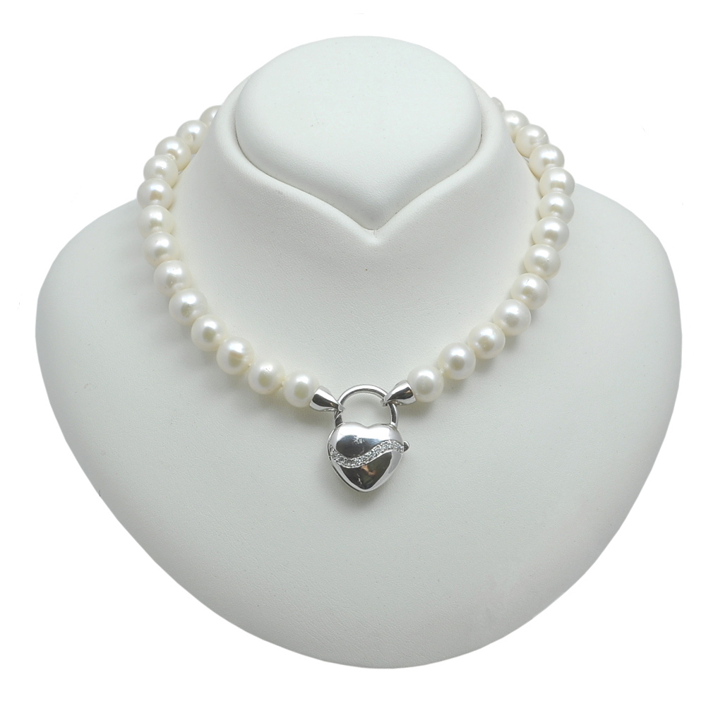 Nádherný Stříbrný Náhrdelník S Velkými Bílými Perlami