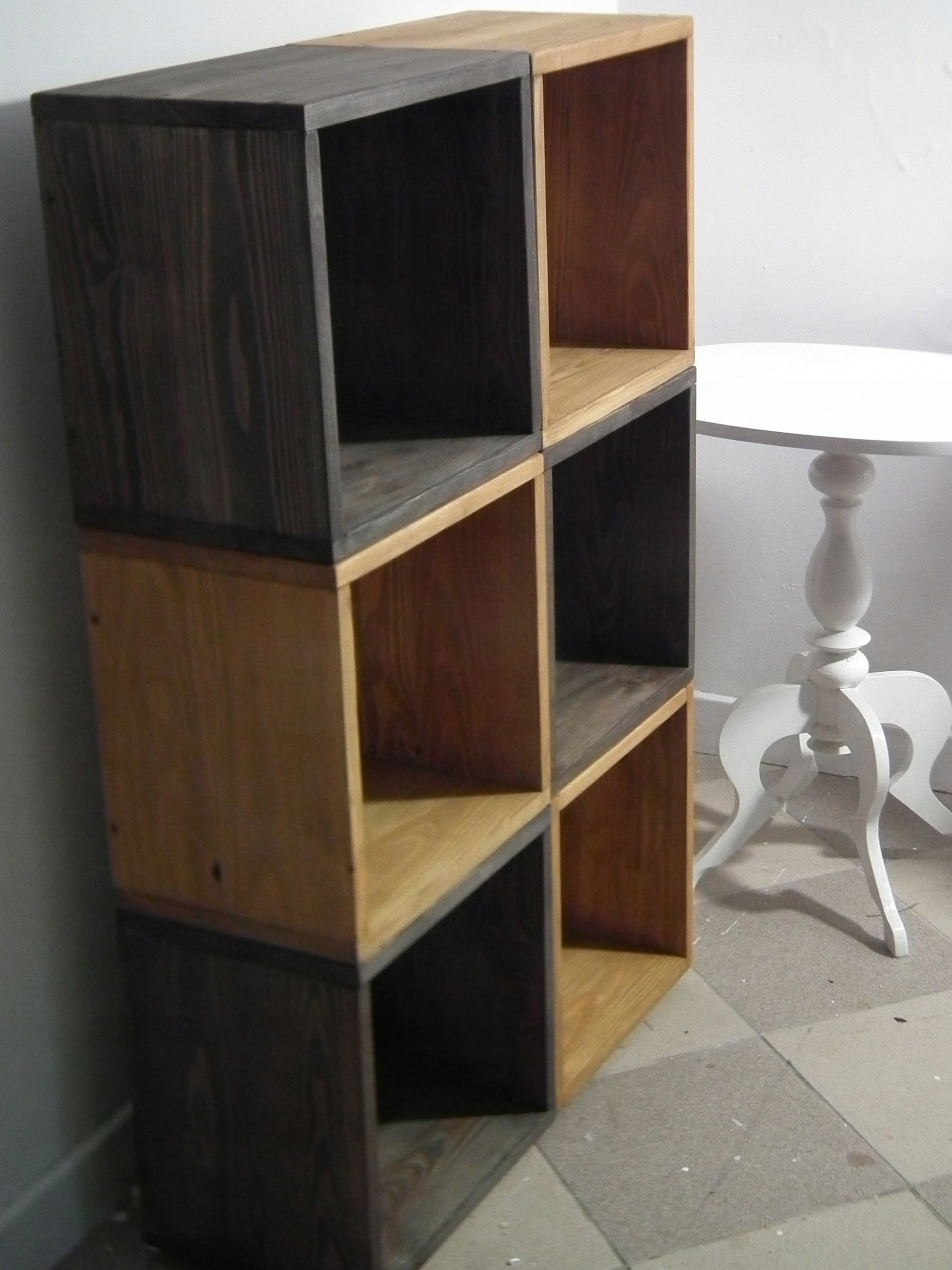 6x Dekoratívne drevené stožiare, kontajner 35x35x25