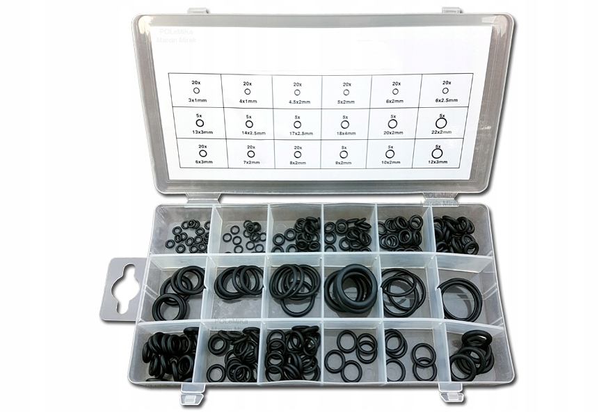 Silver Zestaw Uszczelki Oringi 225 Sztuk Organizer Sortownik