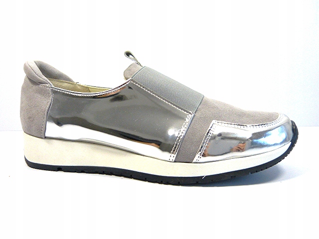 Sportovní polobotky na silném podpatku, tenisky, kůže, velikost J.Wolski 37