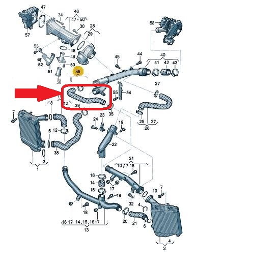 Труба TURBO ІНТЕРКУЛЕРА VW TOUAREG 3 . 0 TDI Номер каталозі оригінальний 7p0145737a 7p0145737d foto 4