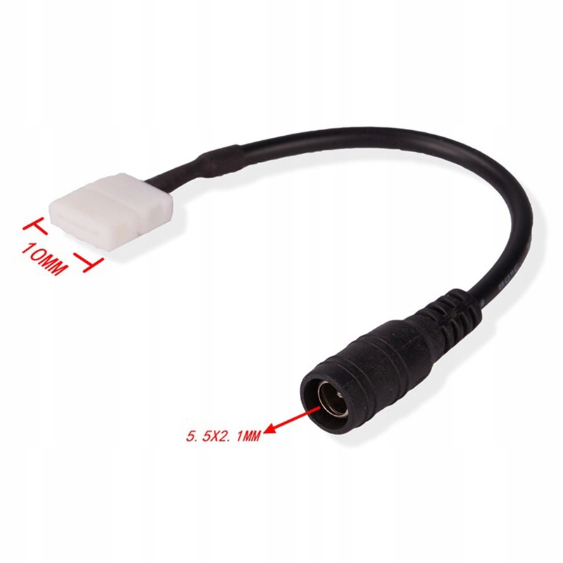 Złączka LED taśma-zasilacz wtyk DC klik 2 pin 10mm Typ złączka