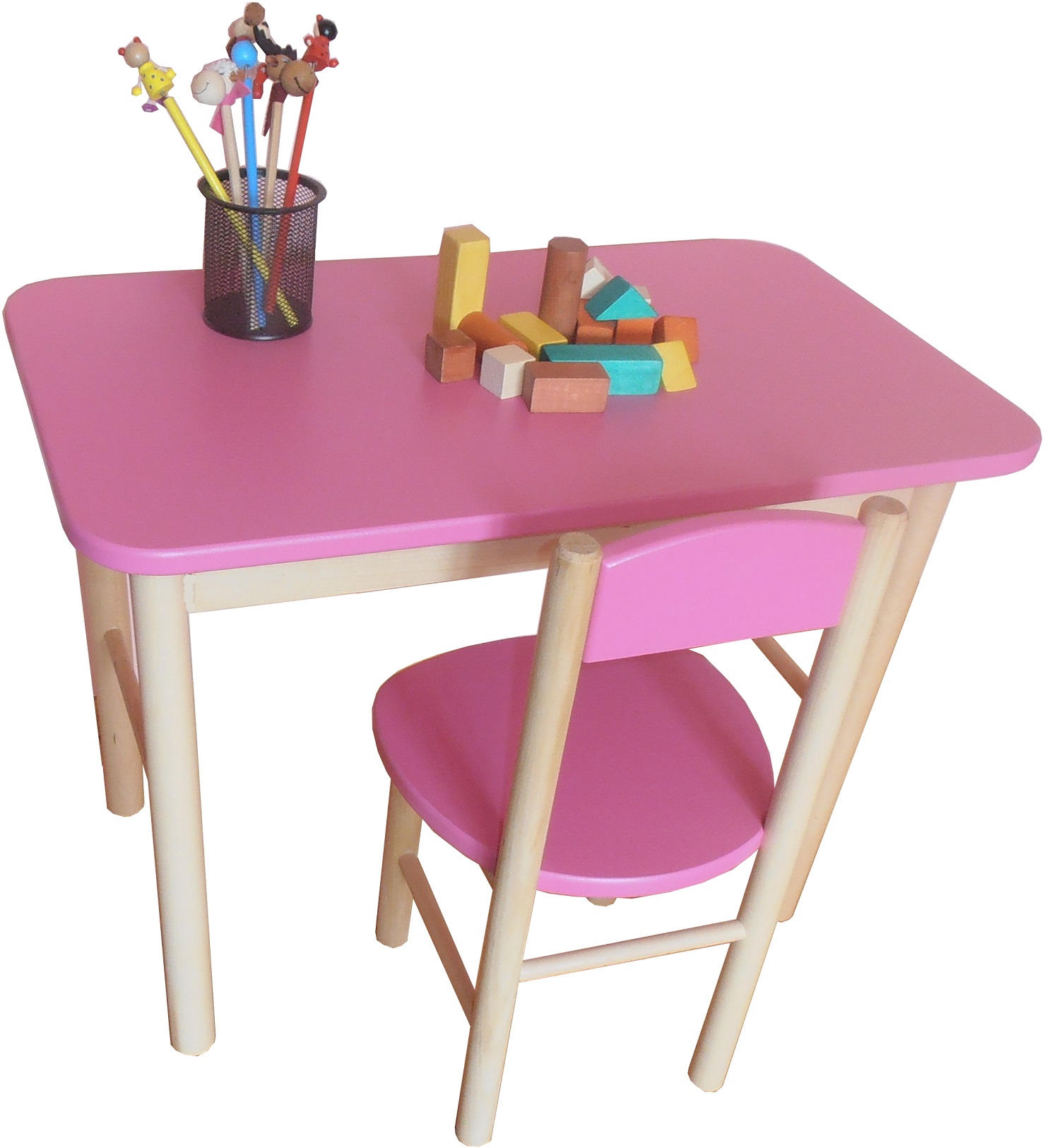STOLIK Z KRZESEŁKIEM dla dzieci - drewniany - BIAŁY Kod producenta 001