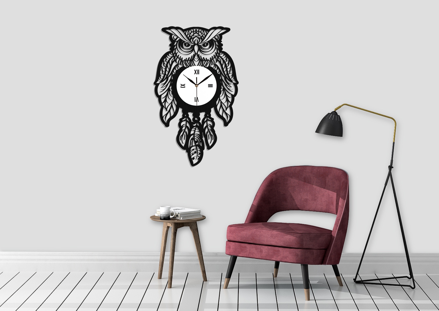 ZEGAR DEKORACYJNY, SOWA, ŁAPACZ SNÓW, HANDMADE !!! Kod producenta 54