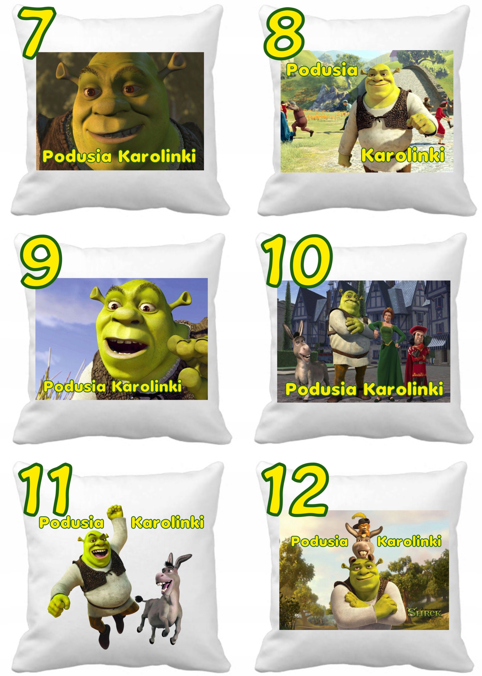 SHREK FOTO PODUSZKA Mikrofibra+IMIĘ Długość 40 cm