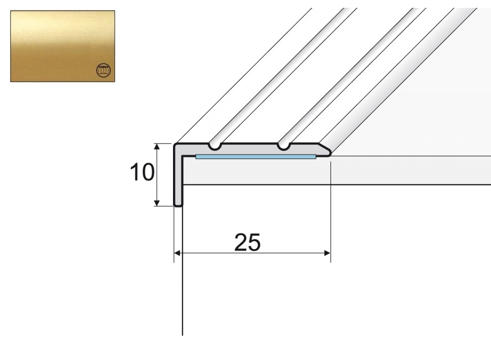 

Kątownik aluminiowy A31, 120cm Złoto 10x25mm