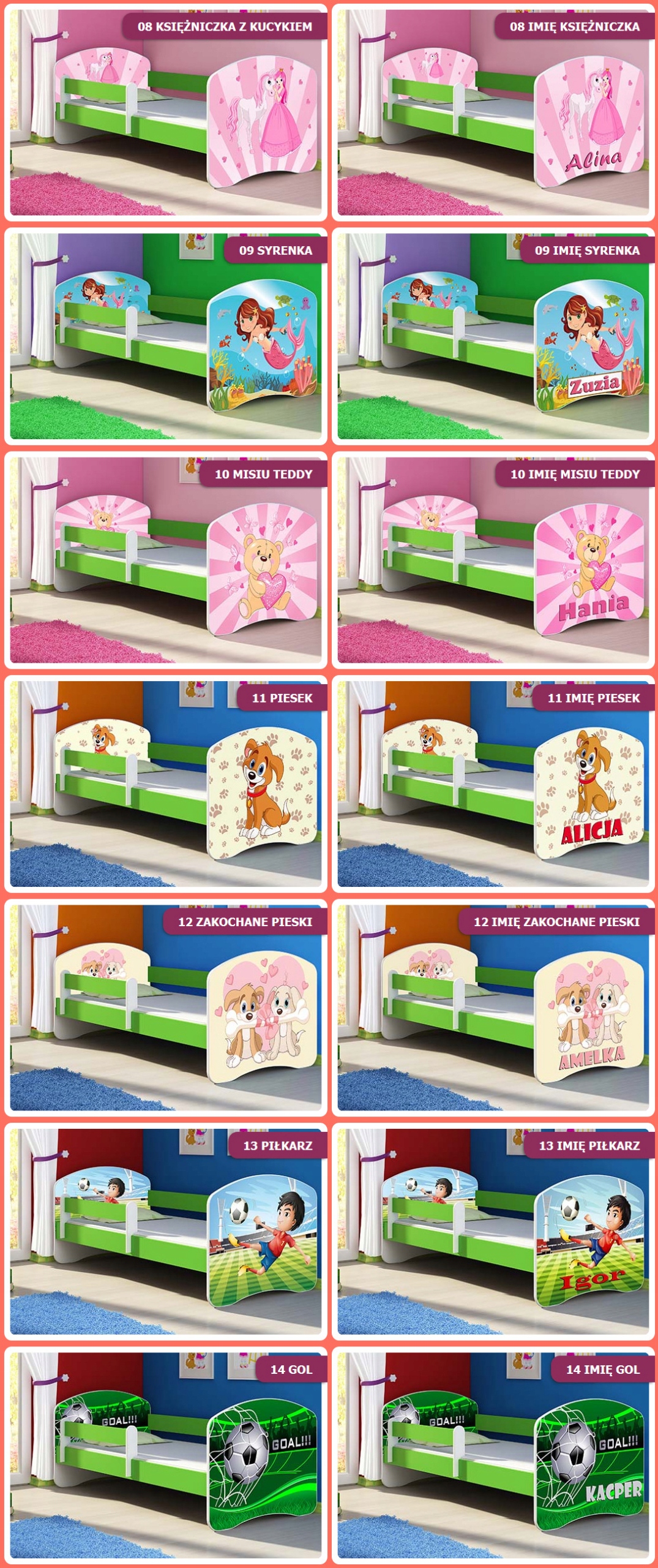 Łóżko dziecięce 180X80 + materac ZIELONE ACMA Płeć Chłopcy Dziewczynki