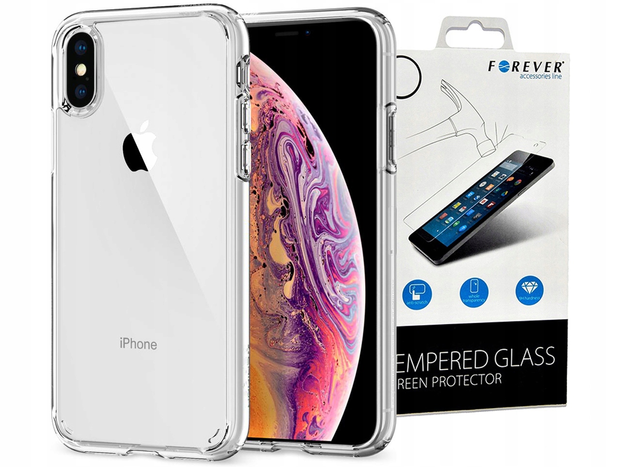 

Etui Spigen do iPhone Xs / X + szkło, case, Uh