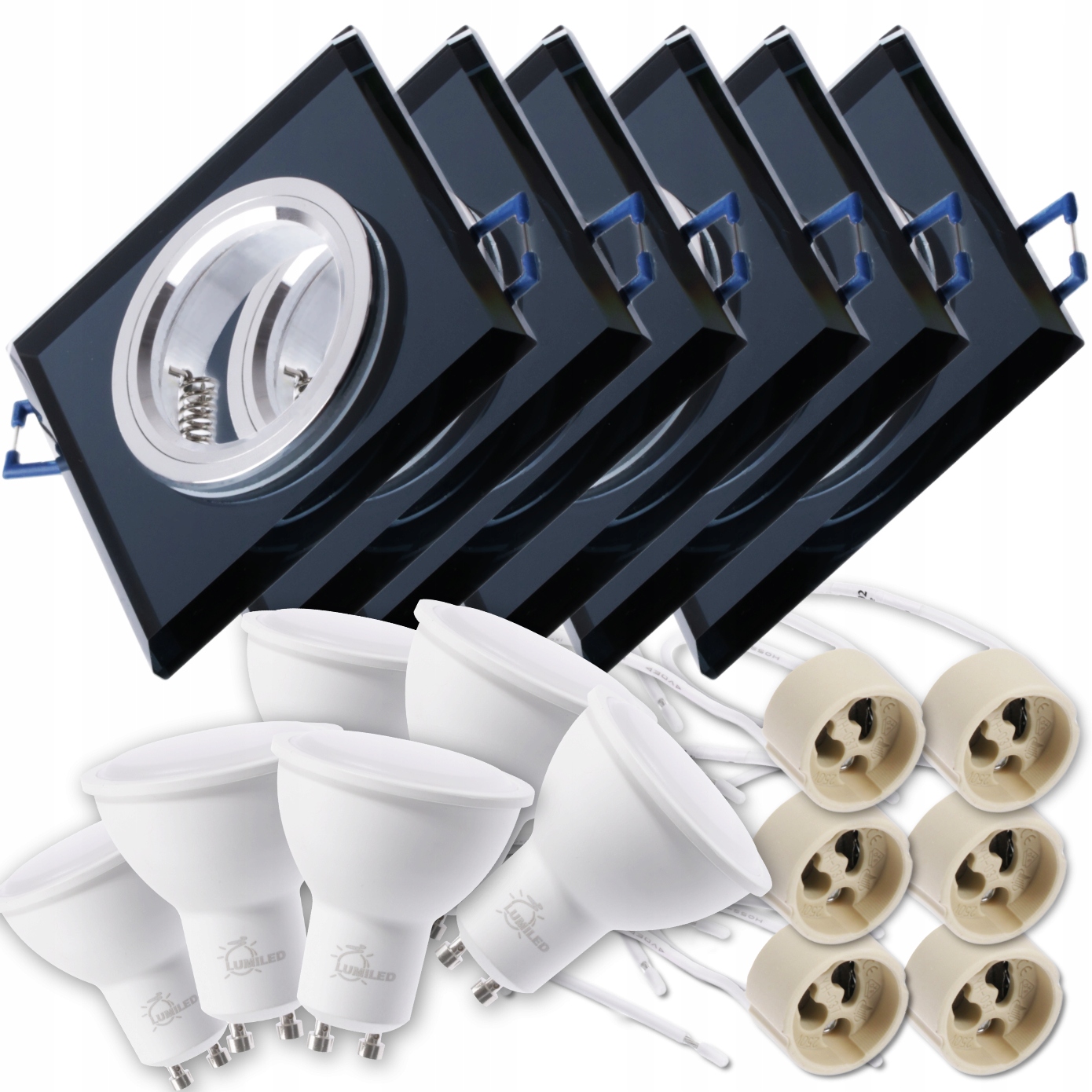 

Zestaw 6x oprawa halogenowa szklana Led GU10 6W