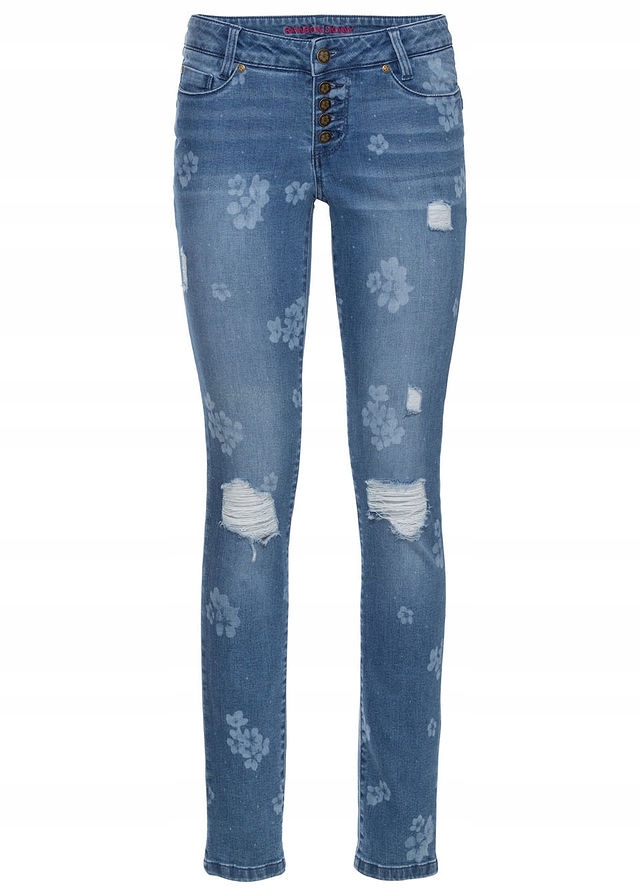 G1133 DŻINSY W KWIATY Z PRZETARCIAMI R.46