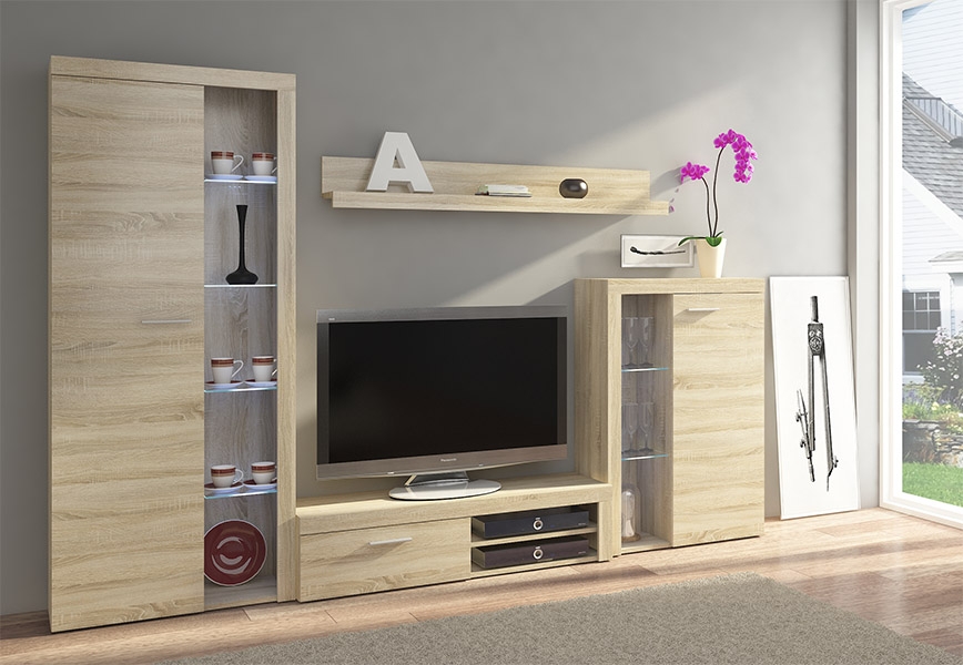 Meblościanka Rumba Biała Sonoma Lefkas LED Kod producenta 81